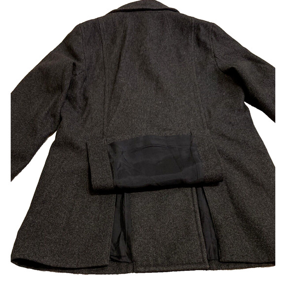 J Crew Peacoat Mens Size XL Ex-Large Dark Grey Wool Coat Double Breasted Jacket - Picture 5 of 10